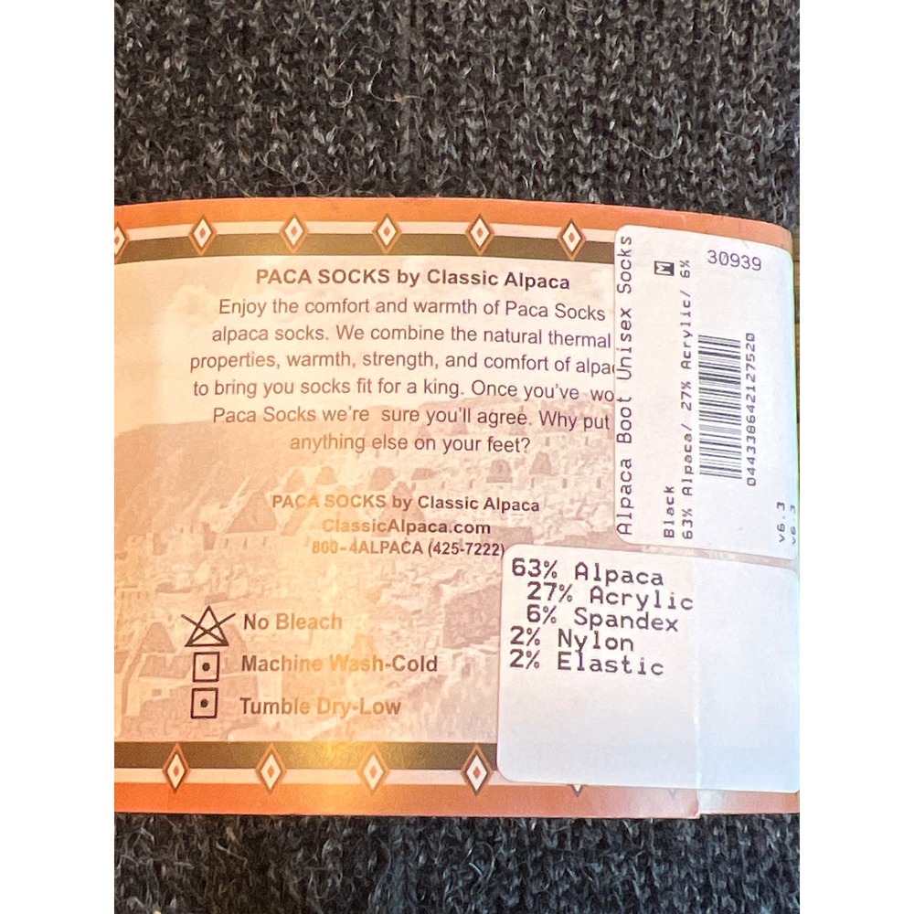 Classic Alpaca Paca Socks Boot Black Unisex Medium Alpaca Blend Warm Hnt NWT
NEW - Picture 5 of 9